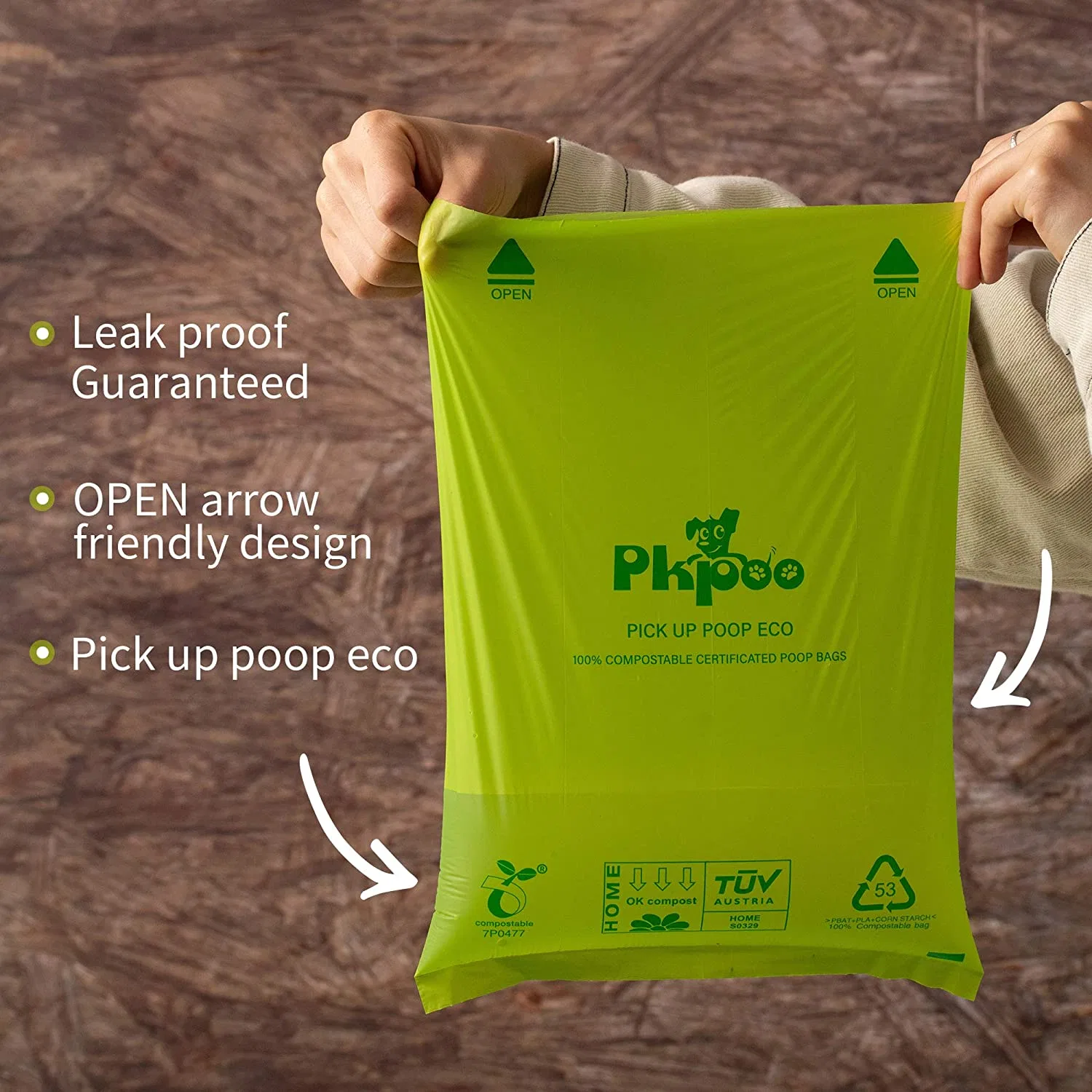 Bolsas biodegradables de almidón de maíz PLA Pbat para desechos de perro, bolsas de basura de plástico para excremento de perro en rollo con núcleo de papel.