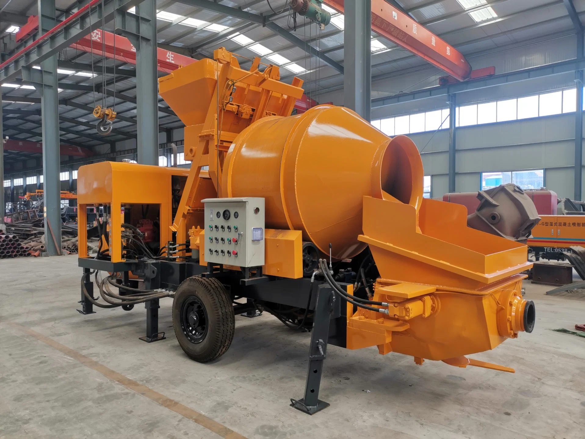 Minle 40m3/H Mélangeur à béton portable autonome avec pompe diesel pour la construction en Chine.