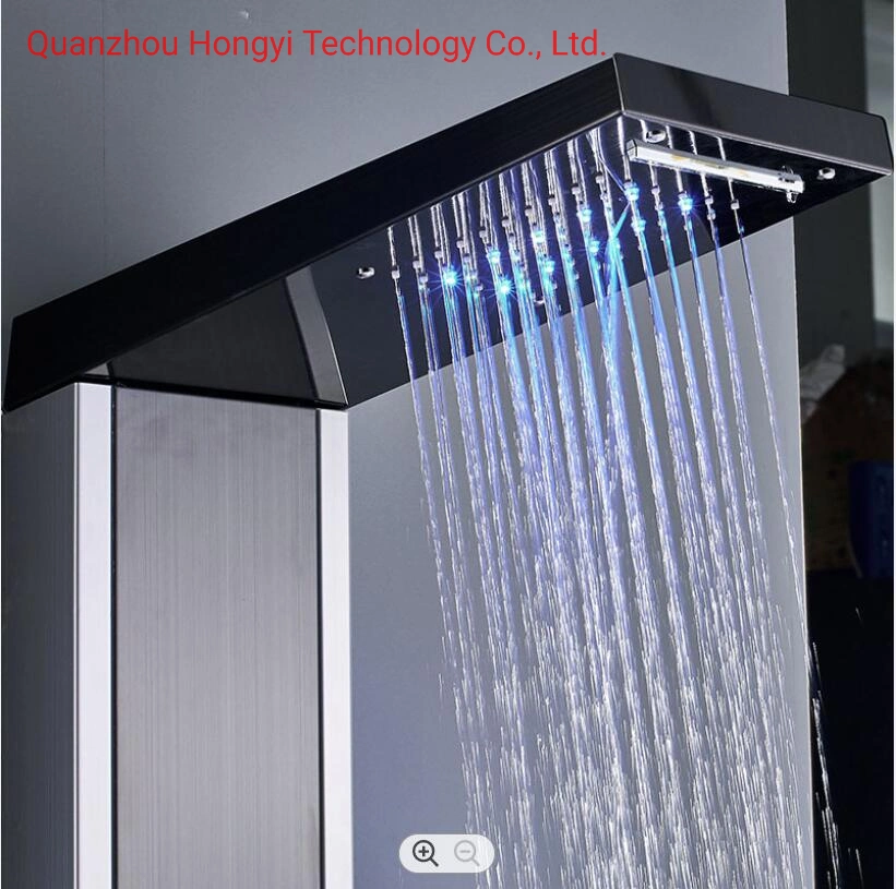 LED Digital Black Body Jets Button Glass Shower Panel with Temperature Control