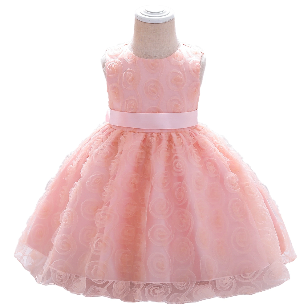 2022 Nova chegada bebê meninas de desgaste das partes Flores vestido vestido de Esferas Princess Frock Lace vestido doces