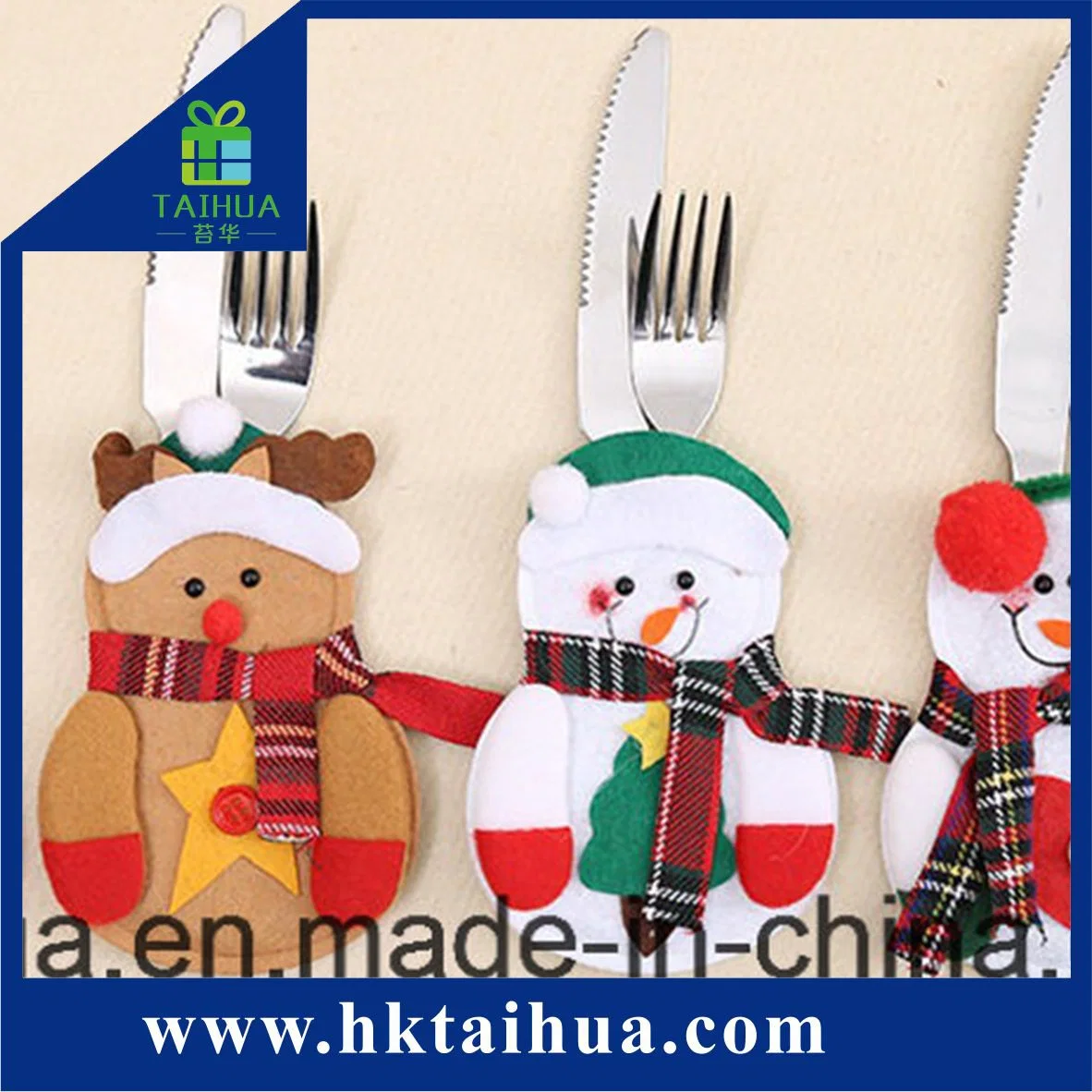Cute Christmas Kitchen Decoration Santa Fork and Knife Cover