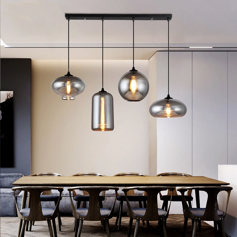 Zhongshan Lighting Retro Nordic Design LED de suspension pour la salle à manger Chambre cuisine Table Bar Chambre Art Noir plafond en verre Lustre E27