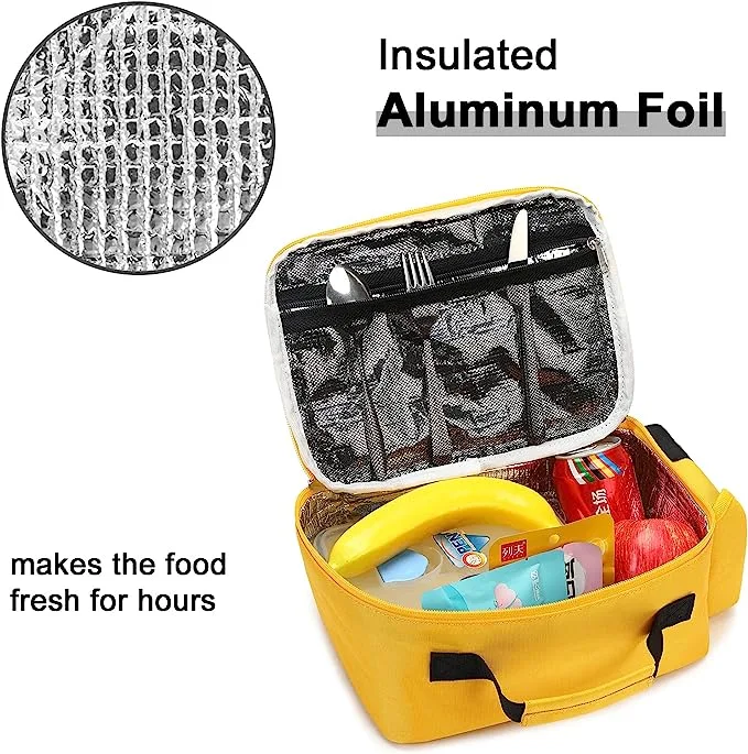 Insulated Lunch Box for Kids Boys Girls School Lunch Bags Reusable Cooler Thermal Meal Tote for Picnic (Yellow School bus)