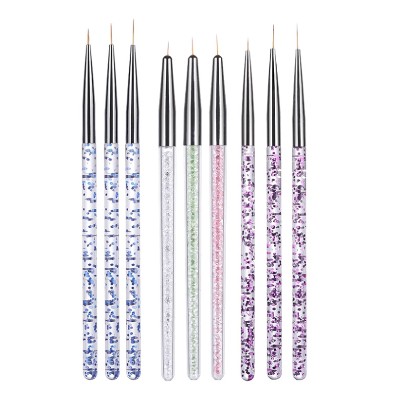 3PCS/Set Acrylic French Stripe Nail Art Liner Brush Set 3D Tips Manicure Ultra-Thin Line Drawing Pen