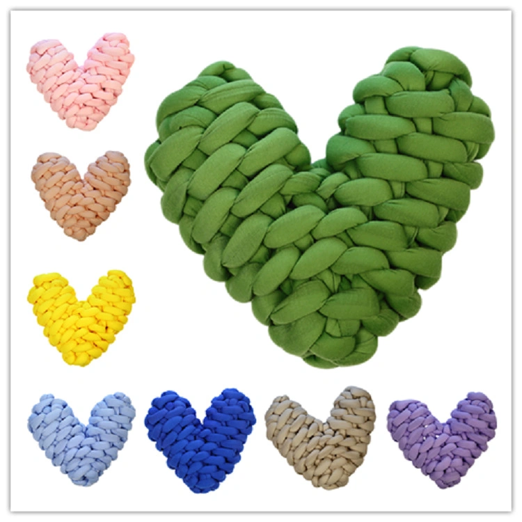 Nordic Style Filling Yarn DIY Love Pillow Hand-Knotted Woven Cloth Line Heart-Shaped Pillow Photography Props