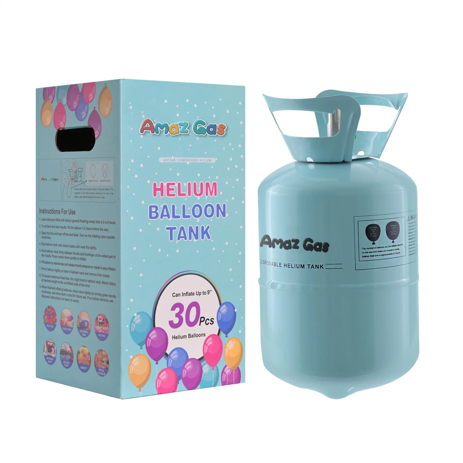 7.1L 13.6L Helium Balloons Tank 30lb 50lb Fill Tank Disposable Helium Gas Cylinders for Party Decoration