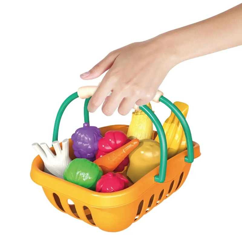 Pretender desempeñar el papel de los niños juguetes niños juguetes interacción Parent-Child plástico verde Compras manejar combinado de la cesta de compras