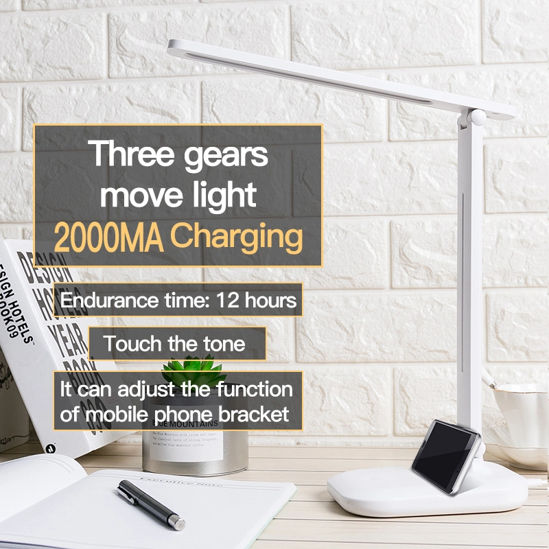 USB LED Desk Lamp, Touch Control Table Lamp with 3 Levels Brightness, Dimmable Office Lamp, Eye Caring Fold Rechargeable Battery Operated Table Desk Lamp
