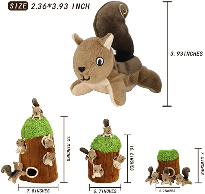 Produtos de animais de estimação Hound Hide and Seek Dog Toys Activity Tree Esquilo e Puzzle pelúcia brinquedos para cães