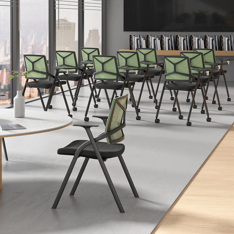 H04 Nuevo Diseño destacados formación plegable sillas con ruedas mesa escritorio Silla de estudio de la Oficina de hierro Salón Muebles de oficina