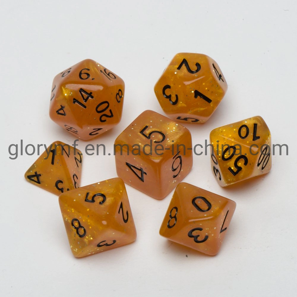 Multi-Side Engraved Number Dice Pearl Grain 7PC Dice Set