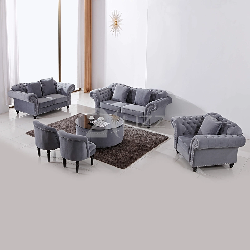 Furniture Fair Hot Sale Home Living Room Modern Furniture Velvet Fabric Sofa