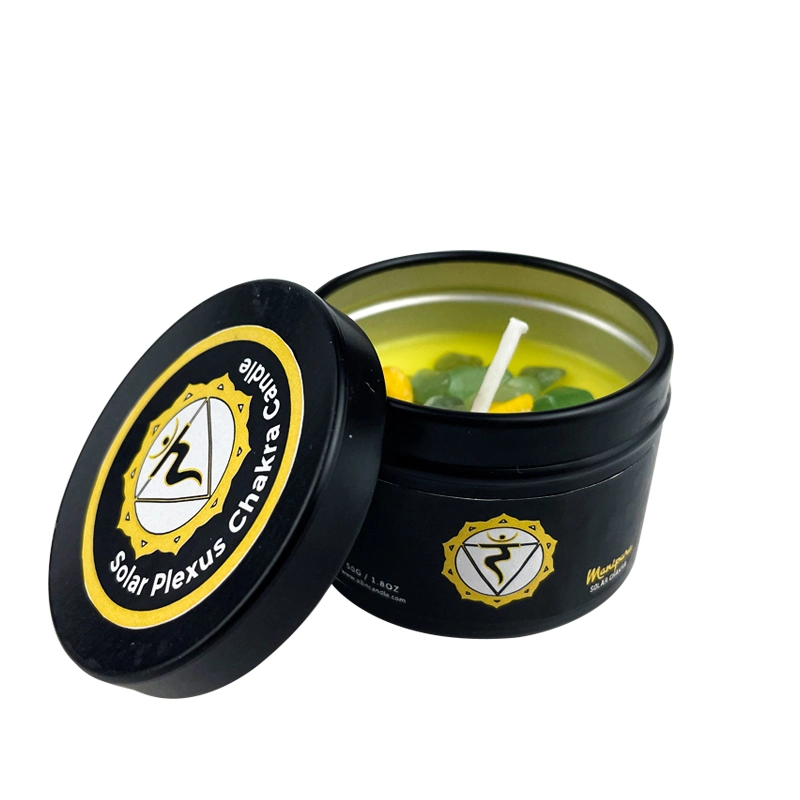 Wholesale/Supplier Crystal Aromatherapy Private Label Soy Wax Scented Tin Chakra Candles