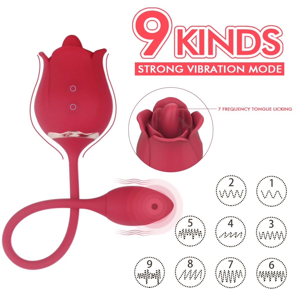 High quality/High cost performance Women Sex Toy Red Rose Shape Sucking Vibrator Silicone Clit Licking Vibrator Tongue Vibrator for Clitoris