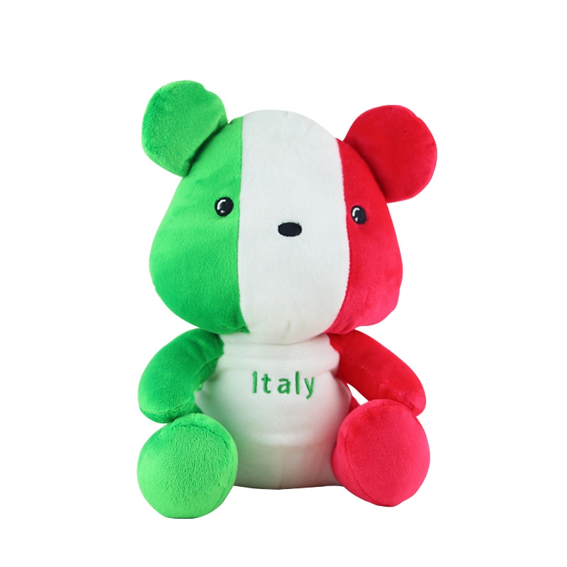 20cm Customized National Flag Design Soft Plush Stuffed Animal Coloured Teddy Bear Toy