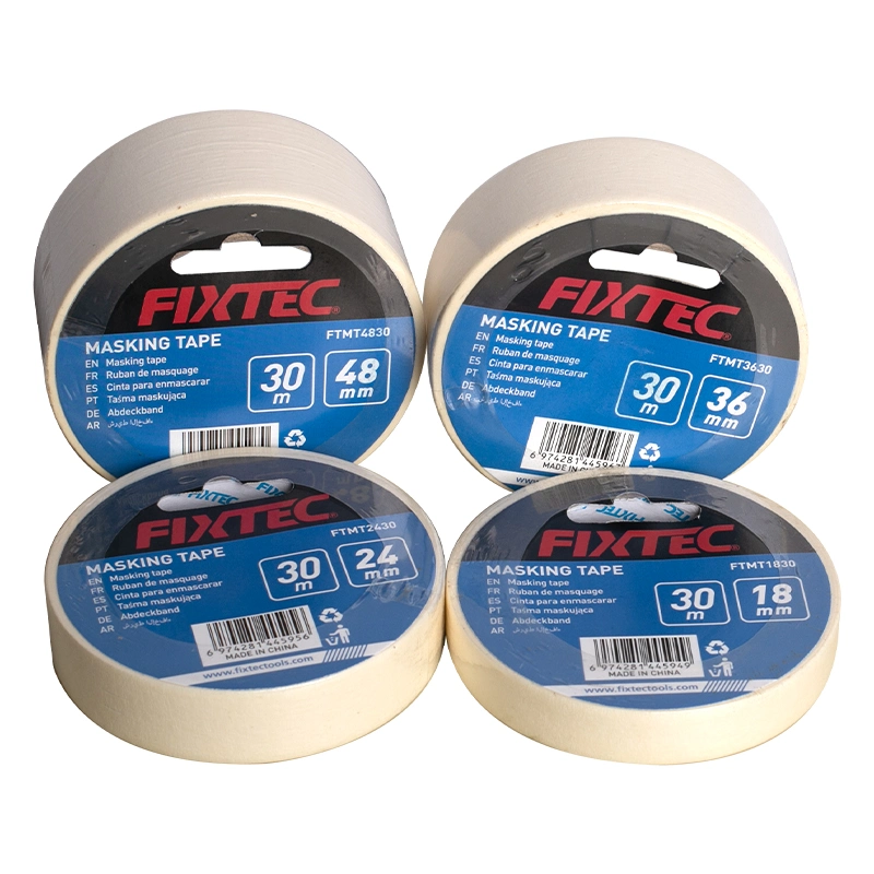 Fita de proteção de papel Fixtec de 18 mm/24 mm/36 mm/48 mm, 30 m, para pintura