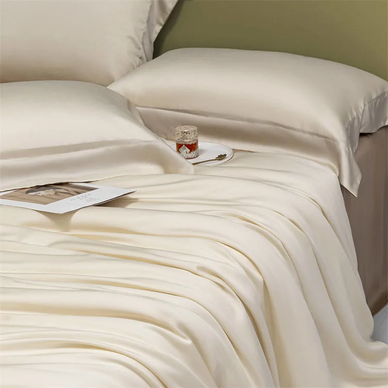 Verano de color sólido lyocell de fibra Comforter Duvet de color sólido Ropa de cama sábanas cama King Size Home Textile 4pcs ropa de cama Establecer proveedor