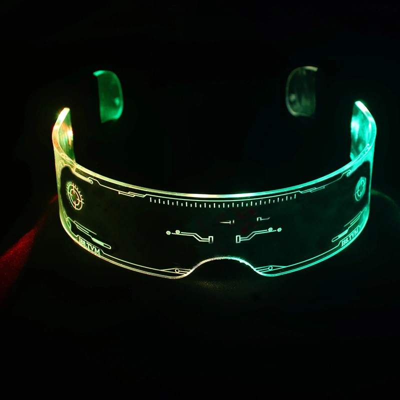 Lunettes à visière LED avec 7 couleurs Lunettes futuristes 4 modes Lunettes lumineuses.