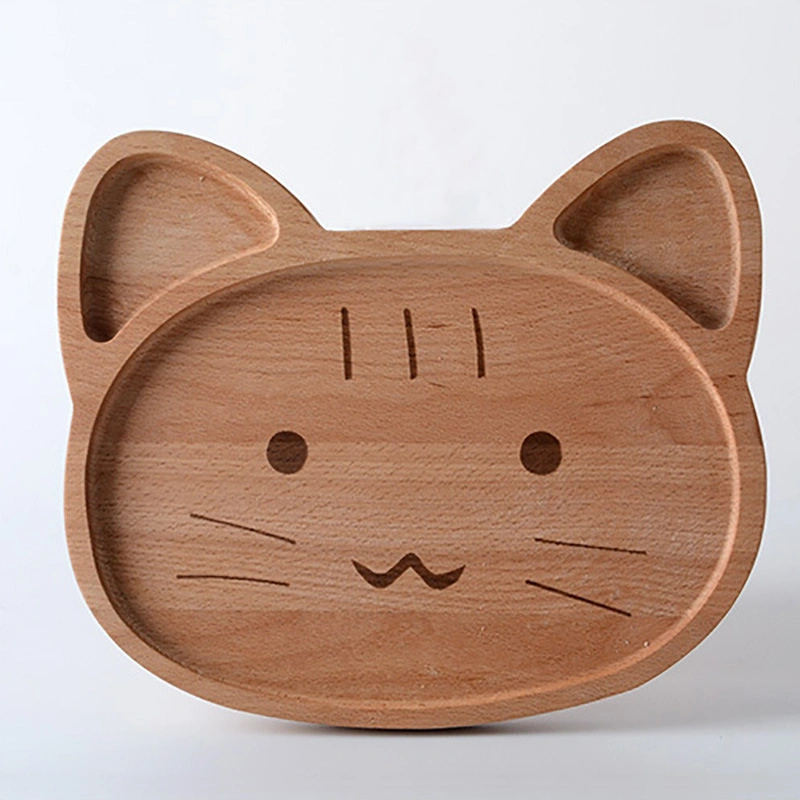 Japanese-Style Wooden Tableware Beech Wood Tray Wooden Plate Children's Dinner Plate