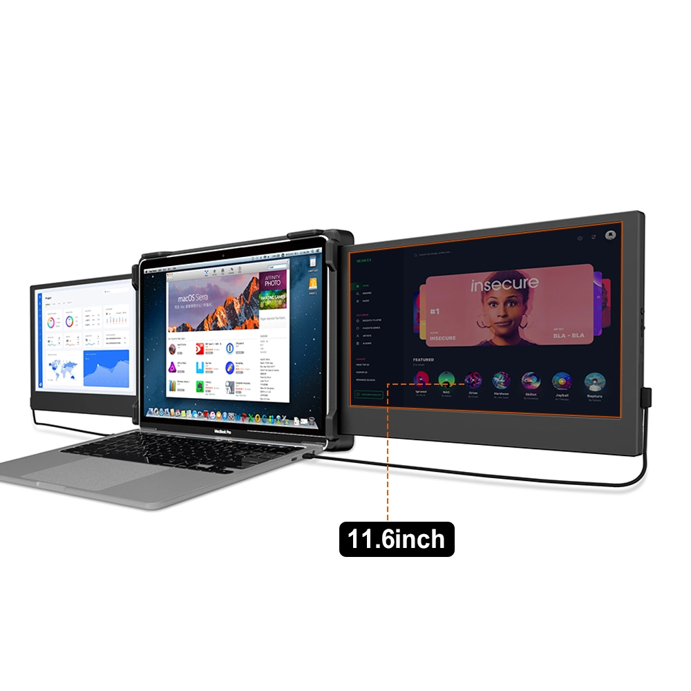 Gtmedia Mate Dual-Screen X, portable, écran portable triple moniteur Extender, 11,6 pouces FHD 1920*1080 IPS, écran HD avec HDMI*2*1++USB de type C*1