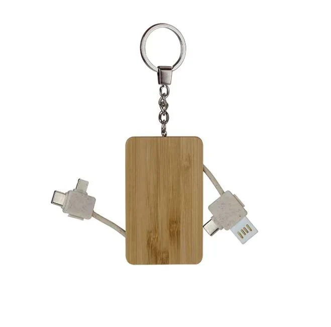 3 in 1 Bamboo USB Cable Christmas Promotional Gift Mobile Phone Charging Type-C USB Cable