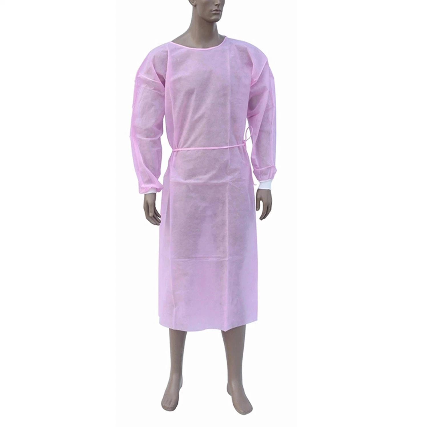 Pink Surgical PP Non Woven Disposable Isolation Gown