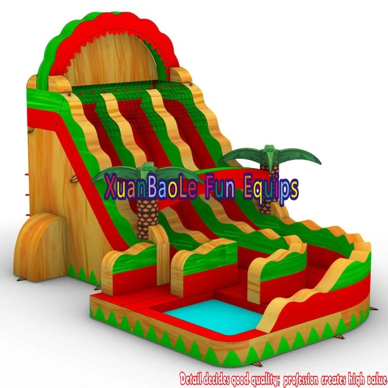 Tobogán de agua comerciales de moda de alto enorme tobogán de agua de la curva de tamaño de adulto Niños tobogán inflable doble exterior con piscina