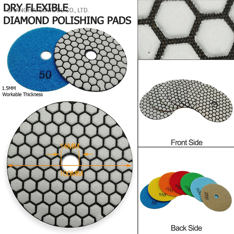 4'' Dry Diamond Flexible Polierpads Schleifscheiben für Granit Marmor-Keramik