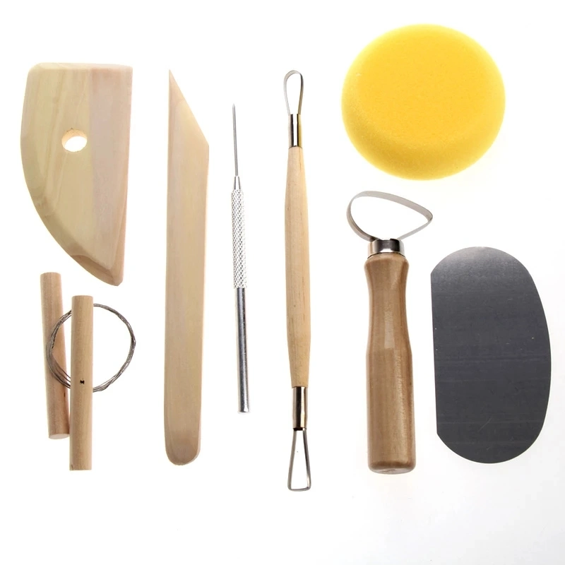 Custom Logo 8 Piece Set Clay Ceramics Molding Tools Wood Knife Pottery Tool Practical