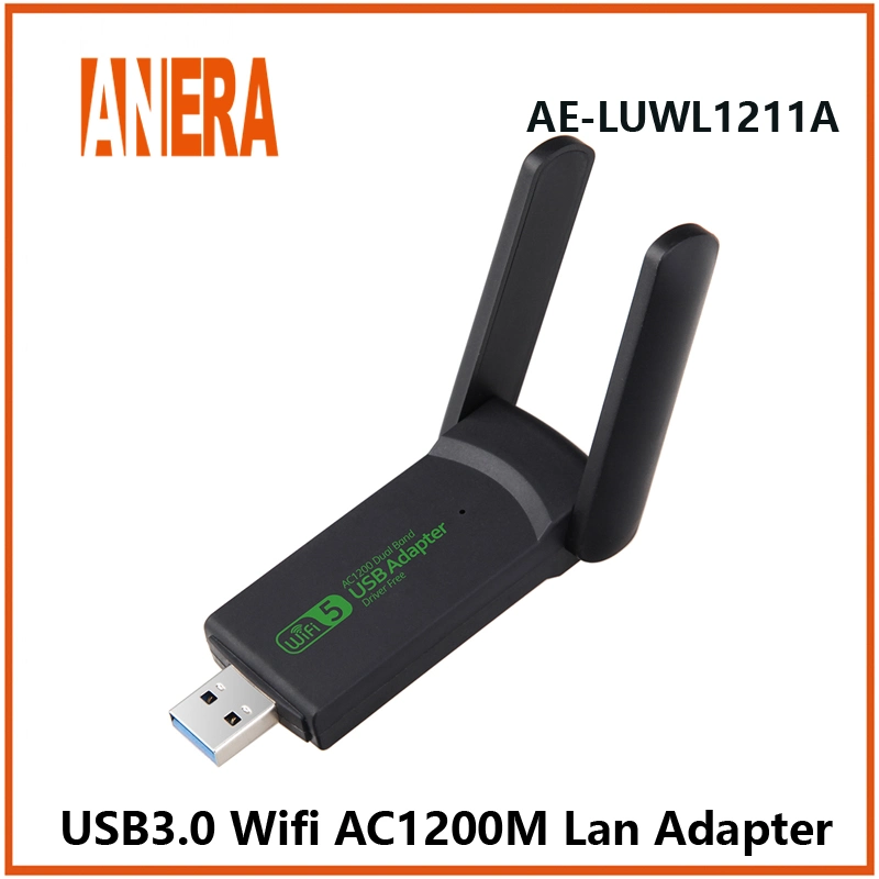 محول USB WiFi مكتبي لاسلكي ثنائي النطاق بسرعة 1200 ميجابت في الثانية 4.2 802.11ac بطاقة شبكة WLAN