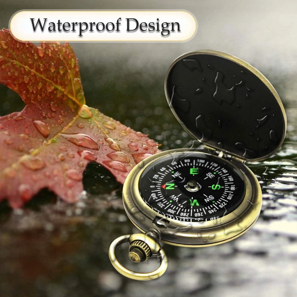 Motoring Boating Backpacking Accurate Waterproof Kids Classic Portable Vintage Pocket Compass