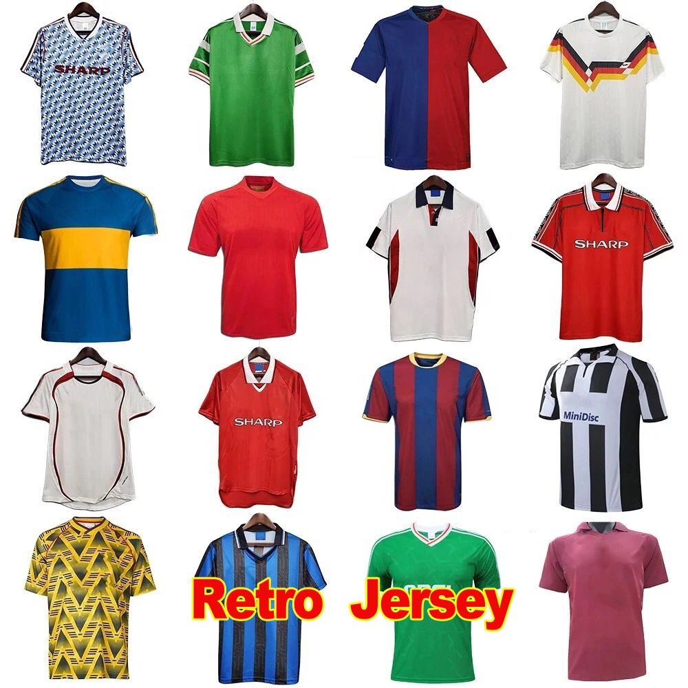 Top Grade Thailand Qualität Atmungsaktive Schnell Trocknende Klassische Retro-Shirt Fußballtrikot Vintage Fußballtrikot