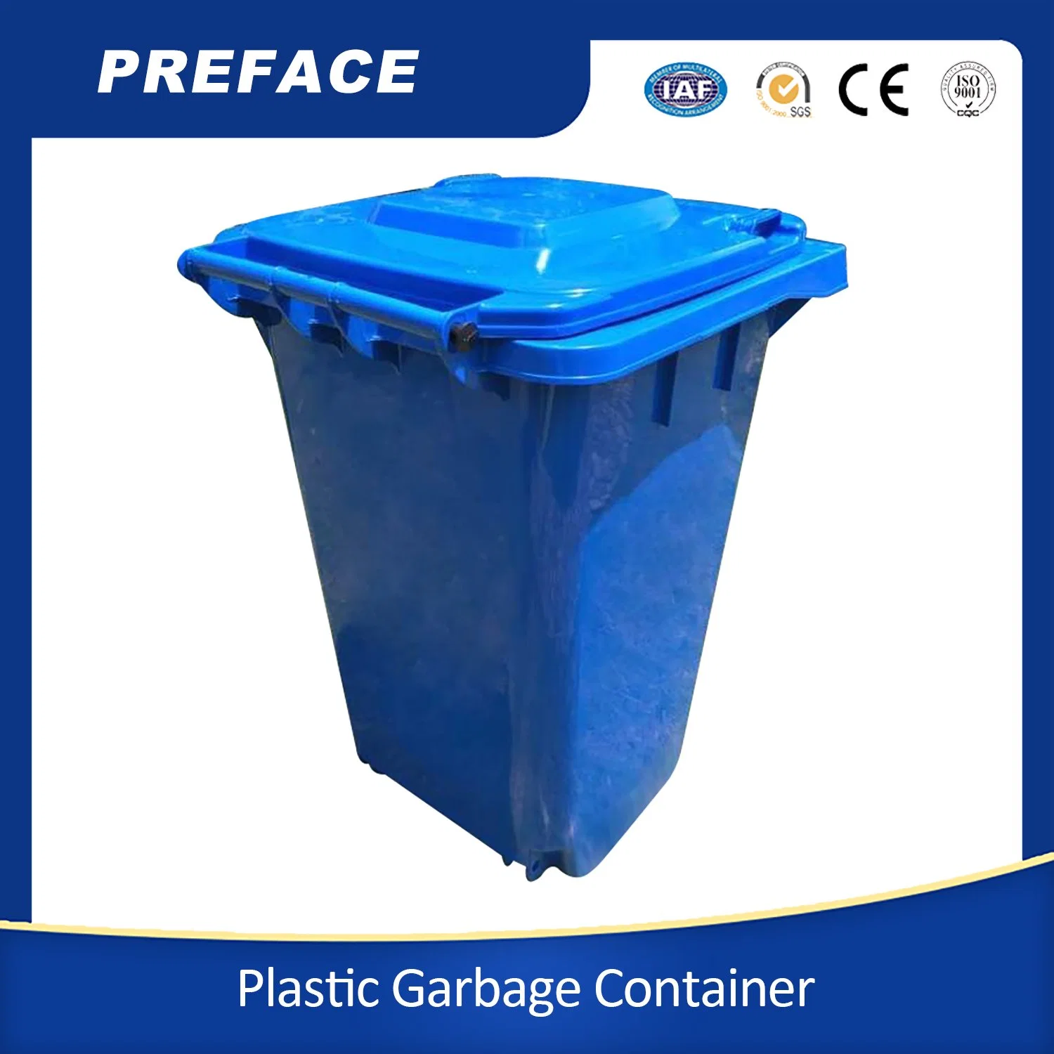 Rue 240L poubelle Contenedor de Basura Blue Recyclerie Wheelie Poubelle en plastique avec pédale