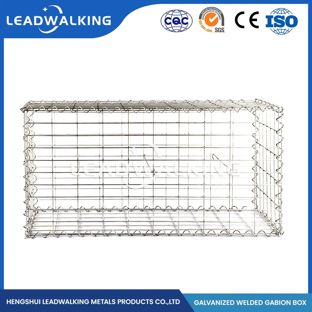 Leadwalking 60X80mm Mesh Galvanized Gabion Stone Cage Manufacturings Anti-Rust Galvanized Welded Gabion Box China 80X40X40 Size Welded Gabion Wire Mesh Boxes