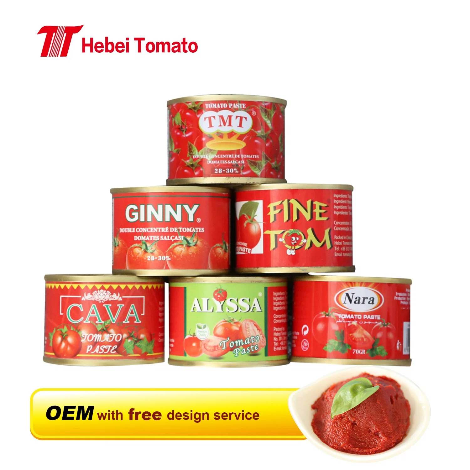 70g*50tins/CTN Ho 2021 New Batch Canned Tomato Paste Tomato Sauce