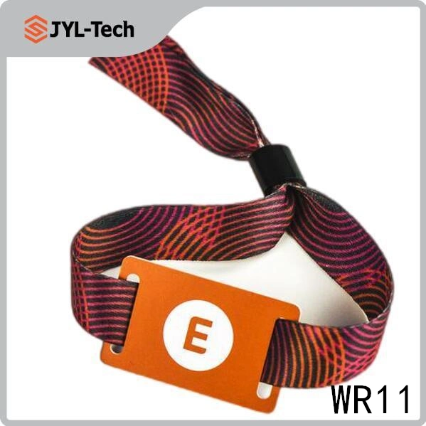 Nylon/Polyester Woven Fabric Wristband with MIFARE Mini Plastic PVC Card RFID/NFC Tag