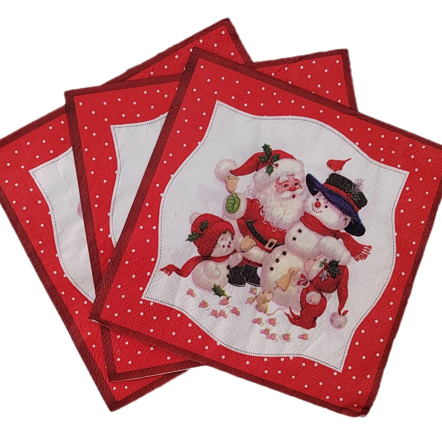 Customization Santa and The Snowman Printed Napkins Restaurant Used Paper Napkin