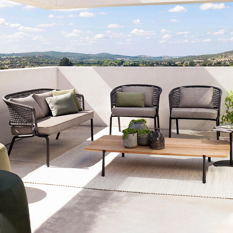 Personalizable muebles de exterior para Jardín de la cuerda del bastidor de aluminio silla sofá