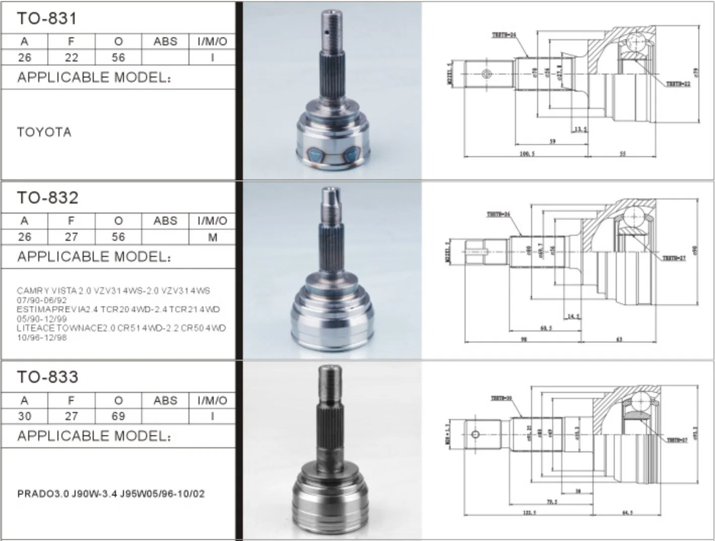 Cnbf Flying Auto Parts MB160654 Outer CV Joint 27X56X28 for Mitsubishi