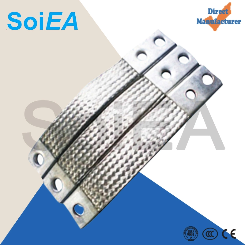 Customized Square Hole Braided Wire Connectors Flexible Copper Braid Connector 25mm Tz/Tzx Bare or Tinned Copper Braided Tape with Terminals