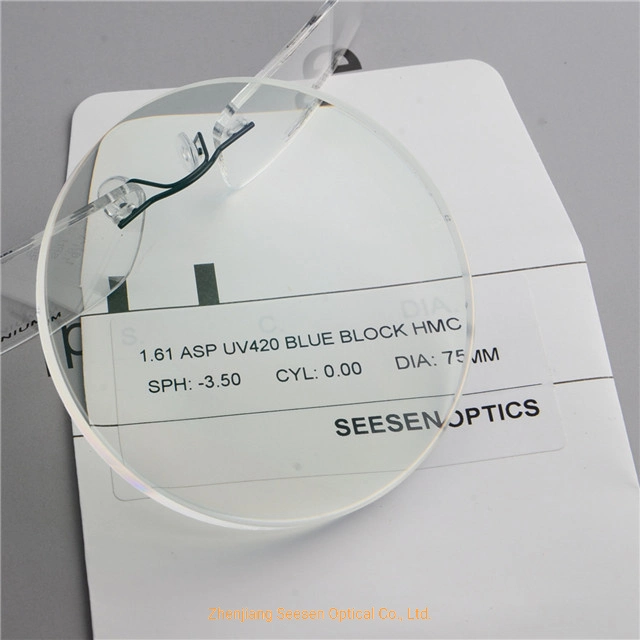 Blue Light Glasses Lenses 1.61 UV420 Blue Cut Hmc Prescription Optical Lenses