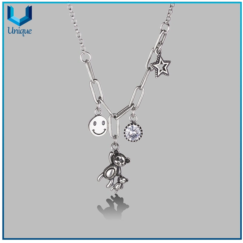 925 Silver Necklace Coin, Custom Design 925 Silver Teddy Beart Necklace Pendant, Fashion Jewelry for Promotional Gifts