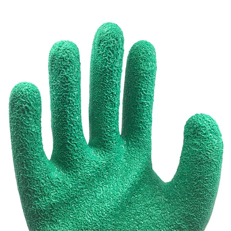 China 10g Cotton Latex Crinkle Safety Working Rubber Labour Protective Industrial Hand Gloves CE