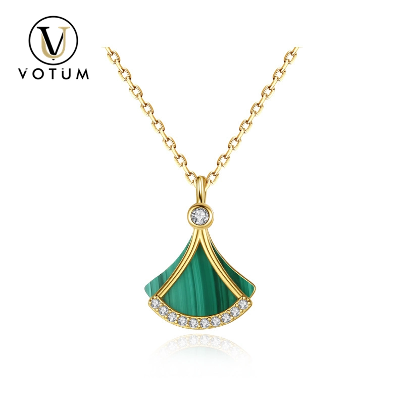 Votum Fashion Wholesale 18K Gold Plated 925 Sterling Silver Malachite Luxury Moissanite Diamond Necklace Jewellery Custmoziation Women Accessories Jewelry