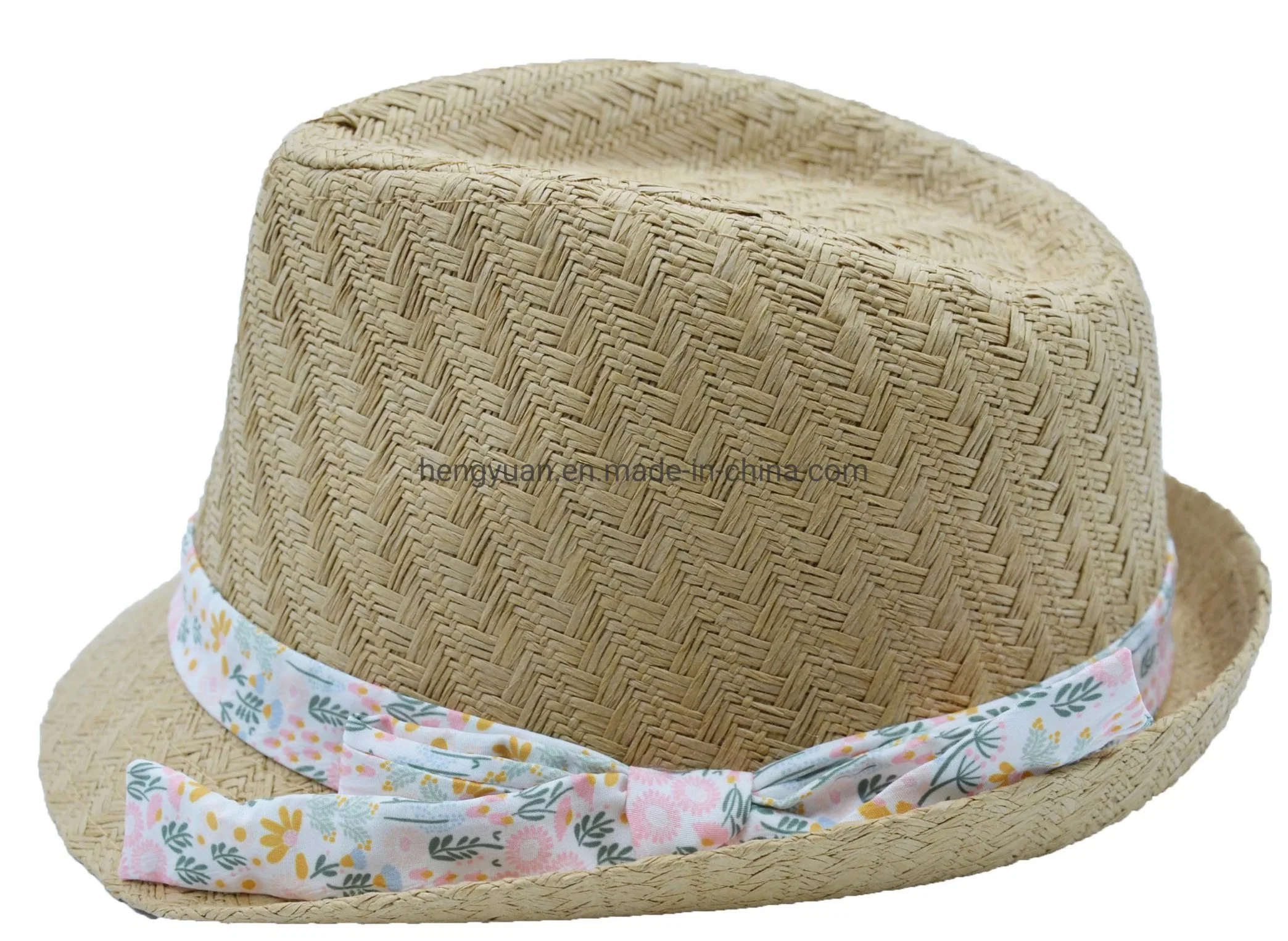 Wholesale/Supplier Pink Children Straw Hats with White Bowknot Fashion Tape BSCI, Oeko Tex