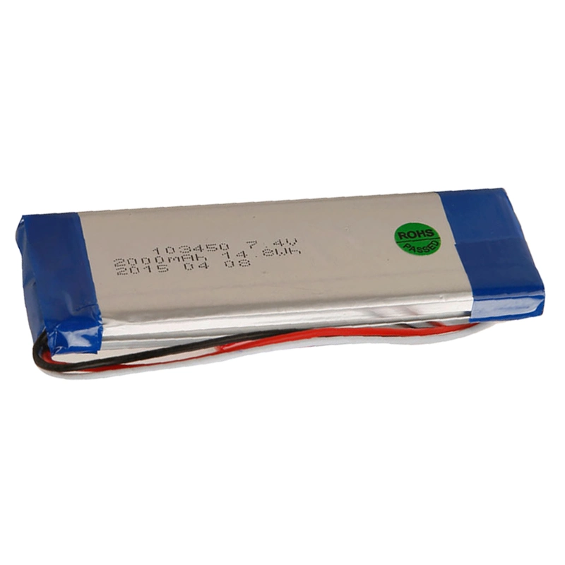 103450 2000mAh Pack de bateria de polímero de lítio de 7,4 V