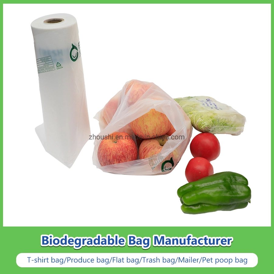 PLA+Pbat/Pbat+la fécula de maíz hecho bolsas biodegradables caca de perro de mascota/sobre un rodillo/T-Shirt/mano/Compras/supermercado/basura/PE Mailer/comida/sobres bolsas fábrica con la FDA