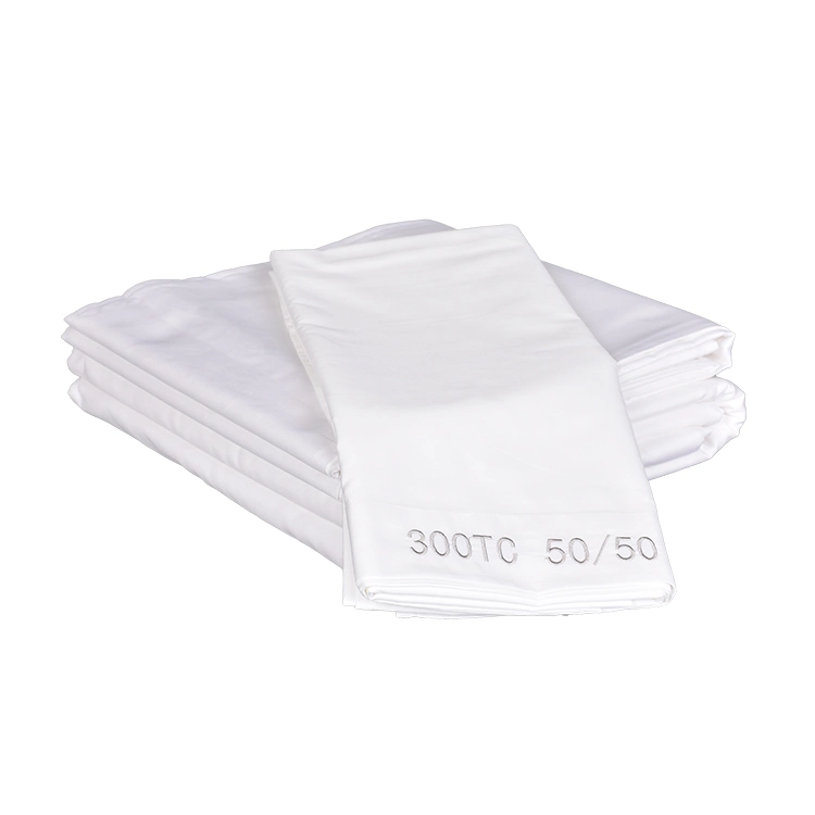 Hotel White 50 Coton 50 Jeu de feuilles de polyester coton lit Queen Size