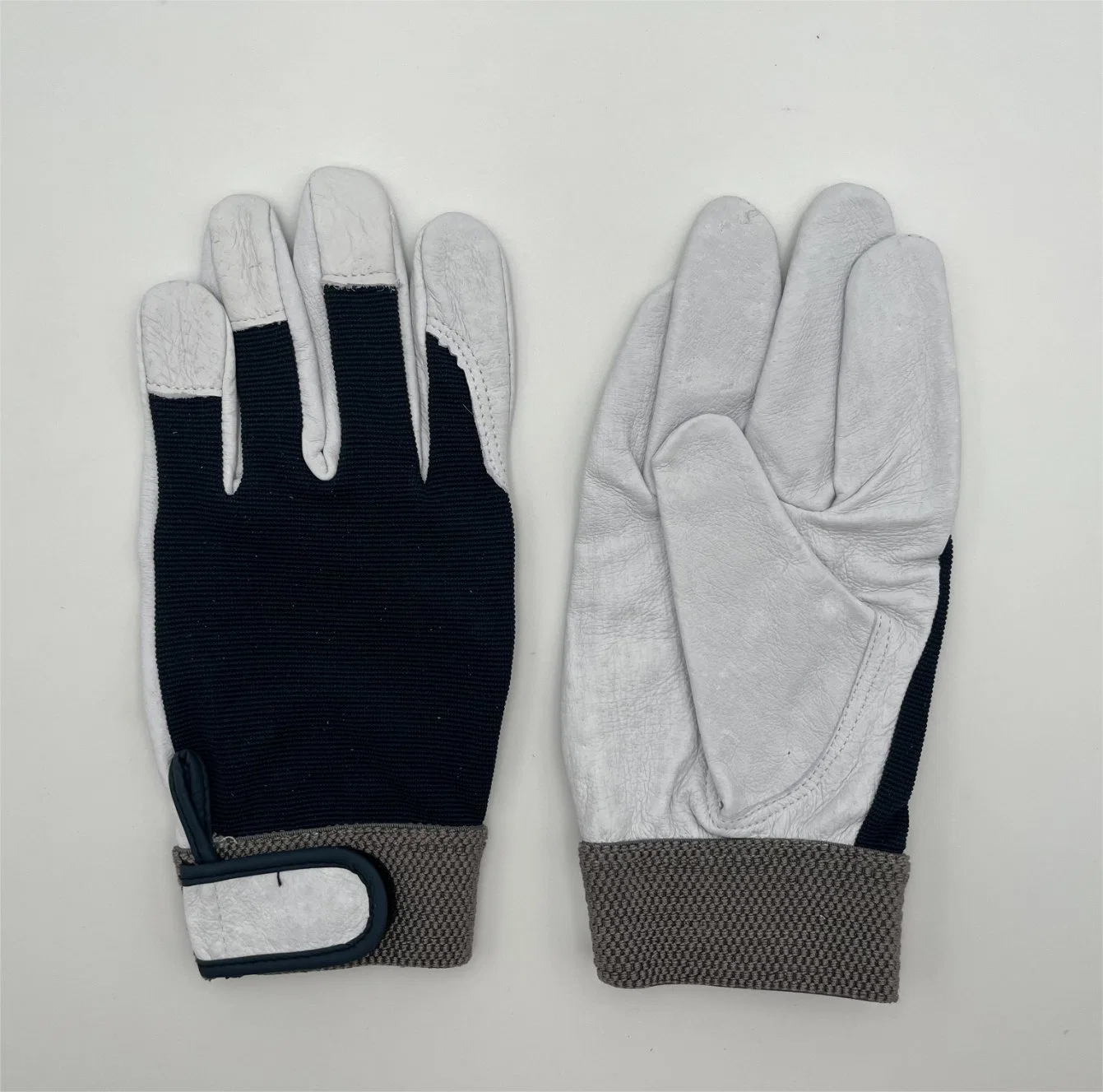 Pig Grain Spandex Back Hook & Loop Elastic Cuff Work Glove