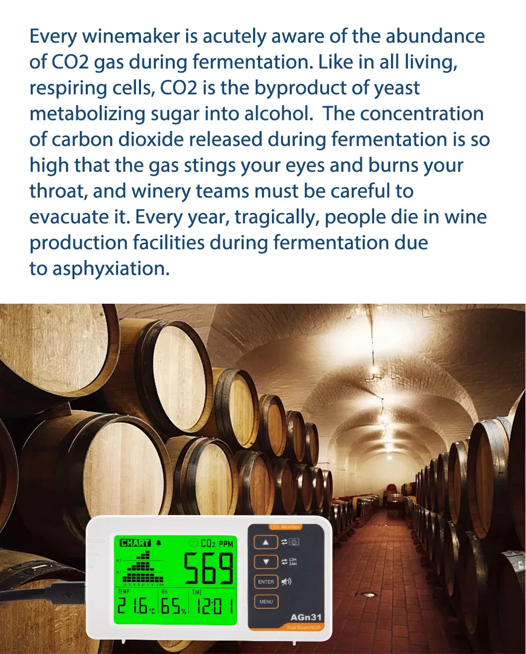 Indoor Air Quality Tester Monitor CO2, Temperature and Relative Humidity with Real Time Clock